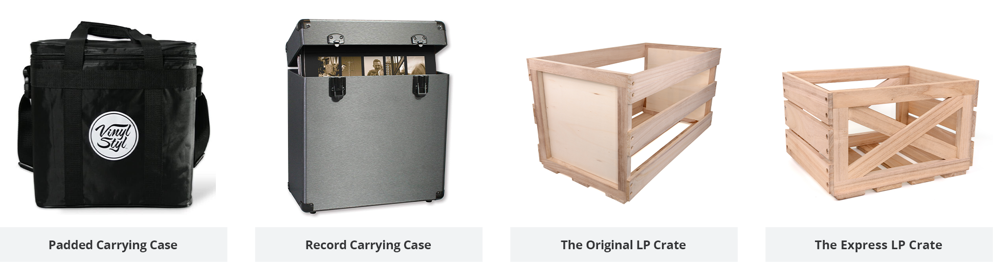 Product Collage: Carrying Cases, LP Crates